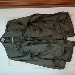 Knox Rose jacket, army green with large black stars